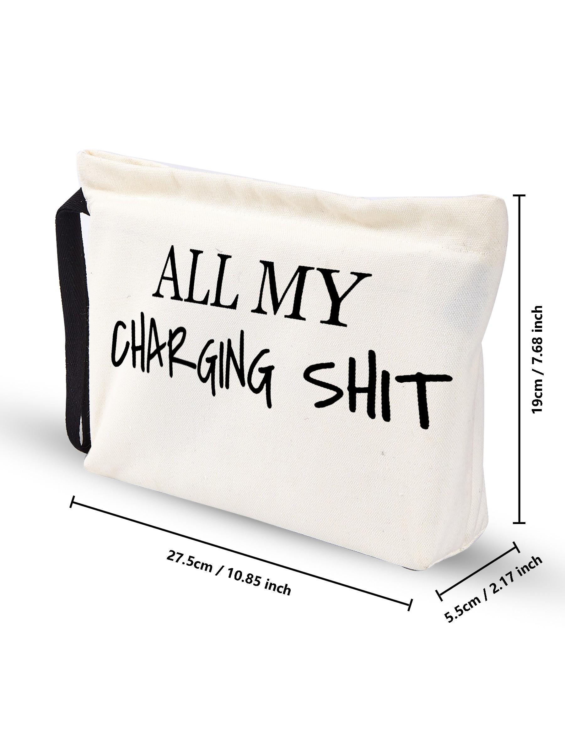 “All My Charging Shit Canvas Pouch – Versatile Storage for Charging Cables, Adapters, Cosmetics, Snacks, Small Tools & Miscellaneous Essentials | Thoughtful Gift for Friends, Colleagues, Partners, Self, Loved Ones | Perfect for Birthdays, Christmas, Valen