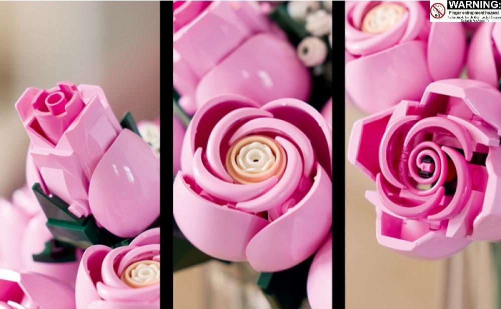 Flower Building Blocks Rose Bouquet Building Kit Artificial Flowers Building Set Botanical Collection Building Blocks Home Decor Flower Brick Set 822PCS Pink Roses Bouquet Building Blocks Set Valentine's Day Gift, Mother's Day Gift, Birthday Gift for Her,