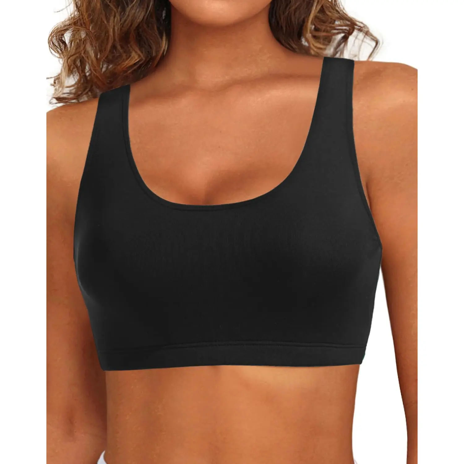 Tempt Me Women Sports Bra Bikini Top Push Up Scoop Neck Bathing Suits Top for Teen Girls
