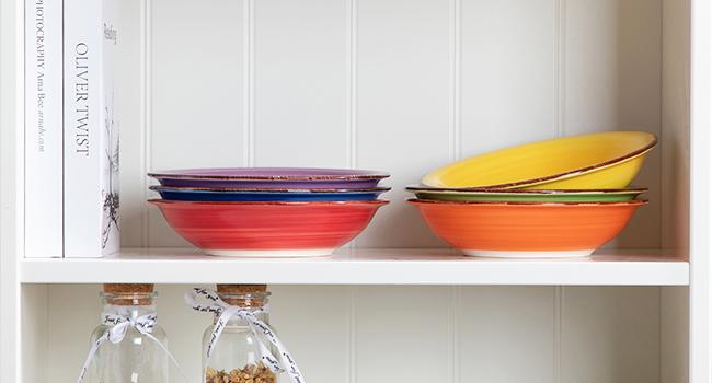 vancasso Stoneware Dinnerware Set Bonita Blue 18-Piece Service for 6, Handpainted Spirals Pattern Stoneware Combination Set with 10.6in Dinner Plate, 7.5in Dessert Plate and 21oz Soup Bowl