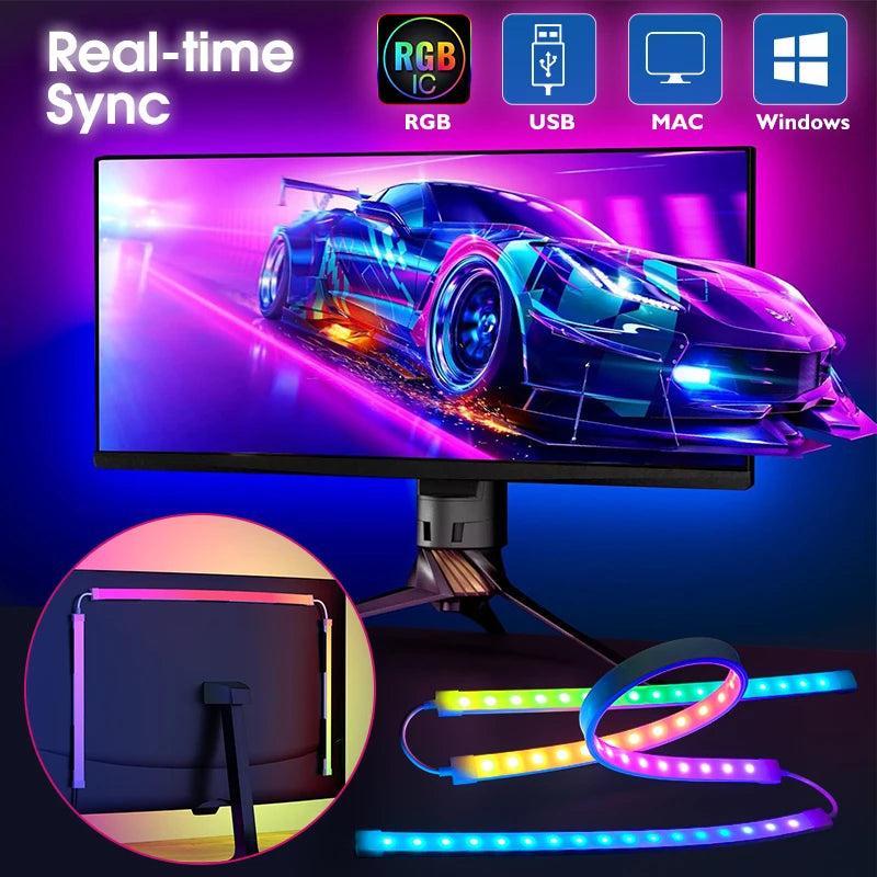 Ntaanoo 2026 USB Powered LED RGB Color Changing Strip Light with App Control Real-time Sync for TV Computer Bedroom Living Room Night Lamp Decorative LED TV Background Light Ntaanoo 2026 USB Powered LED RGB Color Changing Strip Light with App Control Real-time Sync for TV Computer Bedroom Living Room Night Lamp Decorative LED TV Background Light