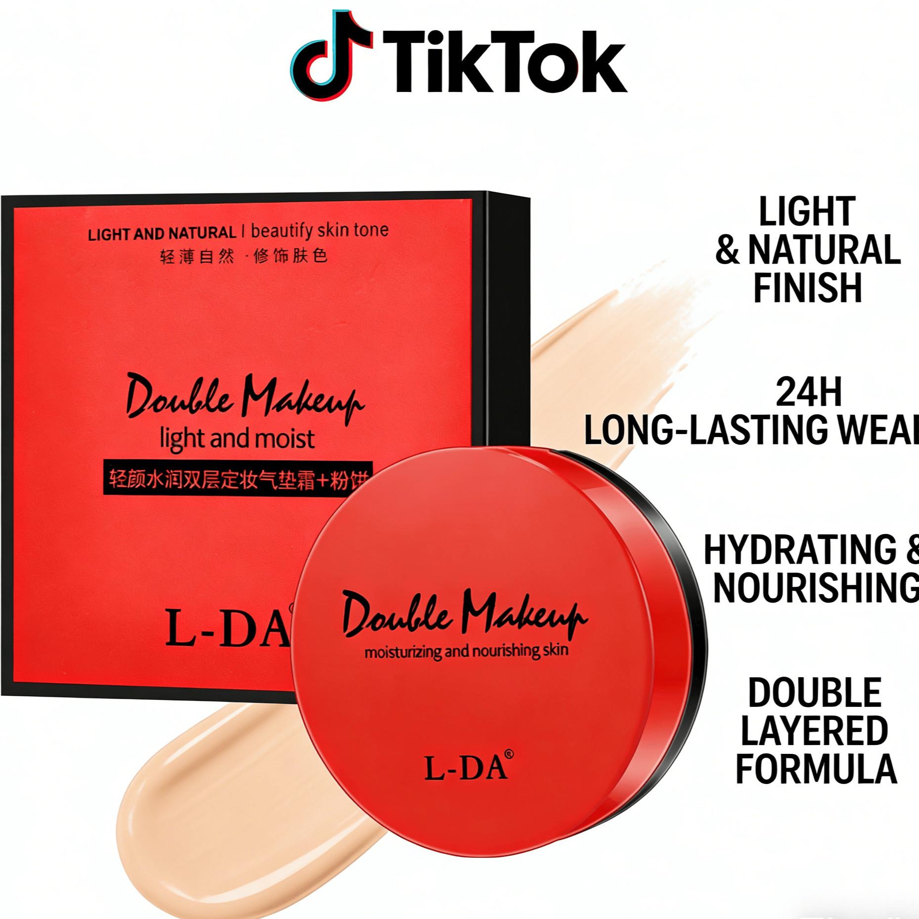 Double Layer Cushion Bb Cream Liquid Foundation, High Coverage Long-Lasting Matte Finish, Transfer-Resistant Formula, Suitable for Combination Skin