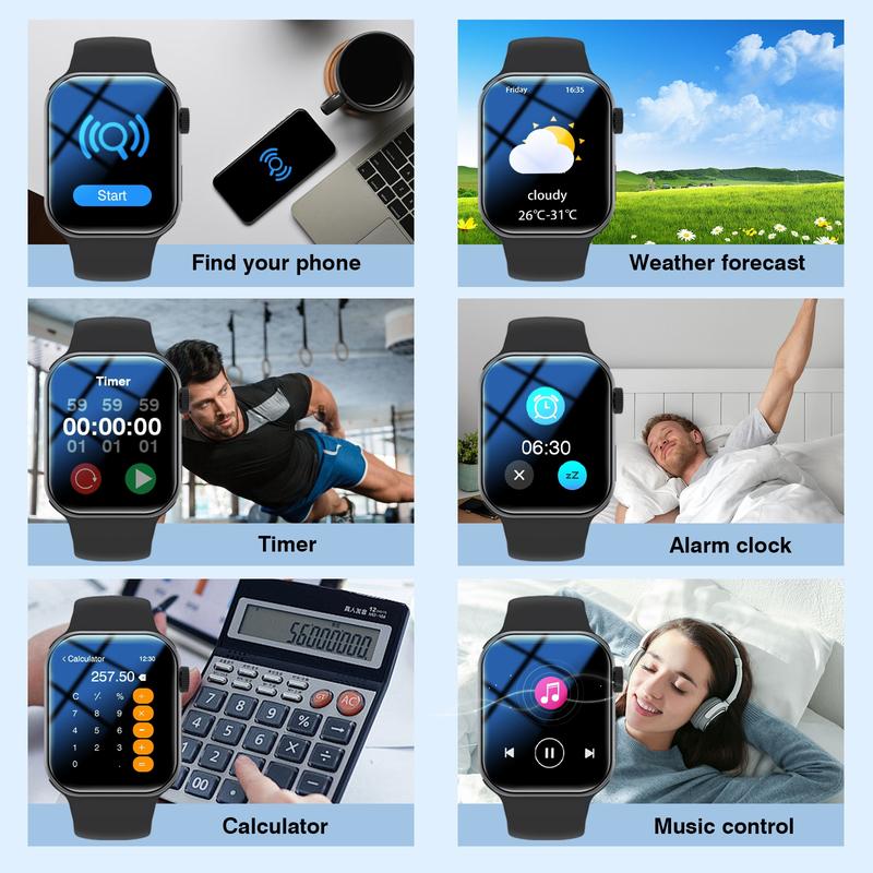 2026 New Smart Watch HD Touchscreen - Wireless Calling, Camera & Music Control, Multi-Sport Modes, Alarm/Call-SMS Alert, Custom Display, iOS Android Compatible, Sport Smartwatch (Unisex)