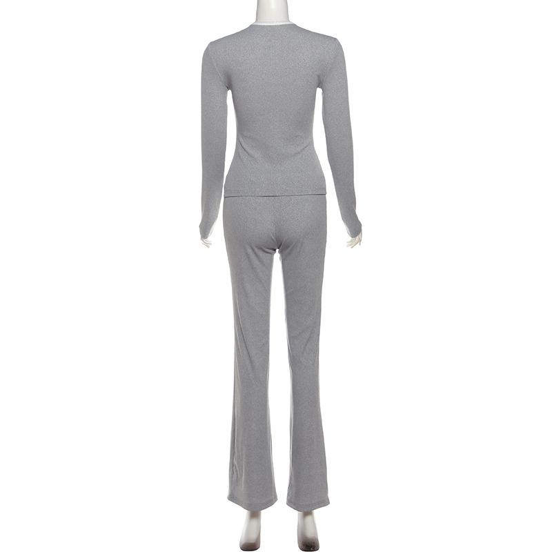 DOUCIU Autumn French Intellectual Elegance Commuting Casual Versatile Simple Women's Thin Contrast Color Button Cardigan Long-Sleeved Top & Trousers Two-Piece Set, Lady, Pants Suit