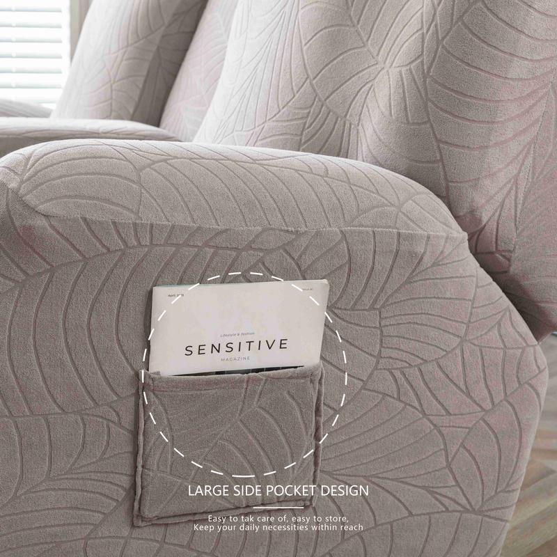 Recliner Loveseat Cover with Center Console, 2 Seater Leaf Jacquard Recliner Sofa Slipcover with Pockets ,Washable Furniture Protector #TikTokShopBlackFriday