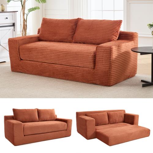 【New Year Sales】 Niccae Convertible Loveseat Sofa Bed – 2-in-1 Boneless Couch with Soft Corduroy Fabric and Memory Foam, Ideal for Small Spaces, Apartments, Home Office & Bedroom