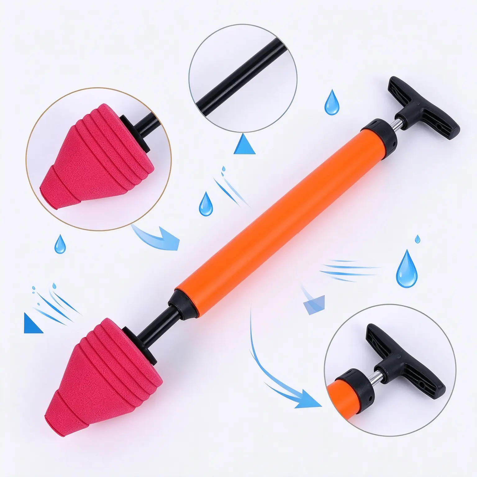 High Pressure Air Drain Blaster Manual Toilet Plunger, Powerful Pipe Clog Remover, Ergonomic Handle Drain Unclog Tool for Toilet, Sink, Bathtub, Floor Drain, Kitchen Bathroom Household Dredge Cleaner