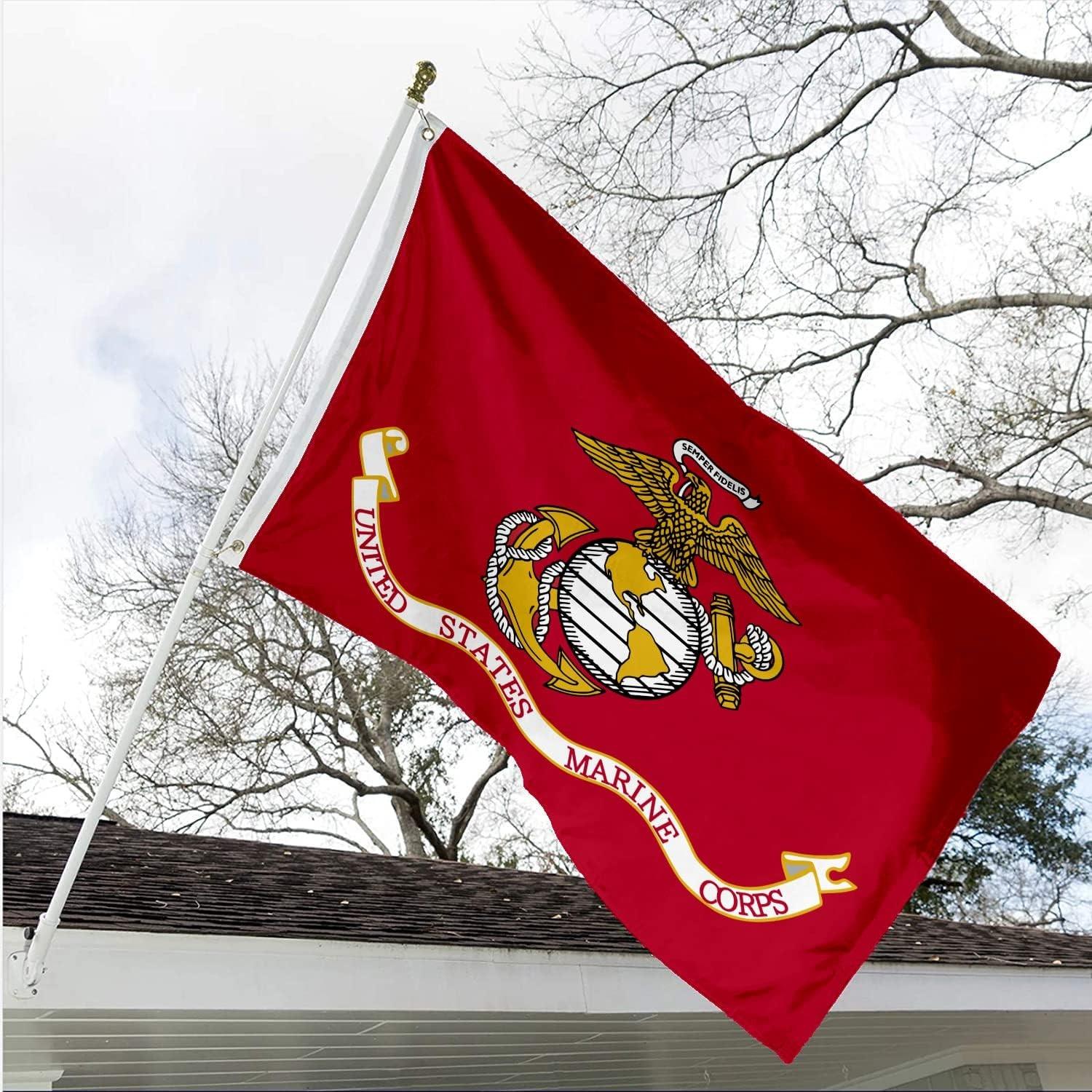 Us Navy Marine Corps Flag 3x5 Feet Outdoor UV Resistant, Durable Canvas Header Brass Eyelets Easy Hoist, Usmc Banner for Decoration Wall Decor Flags