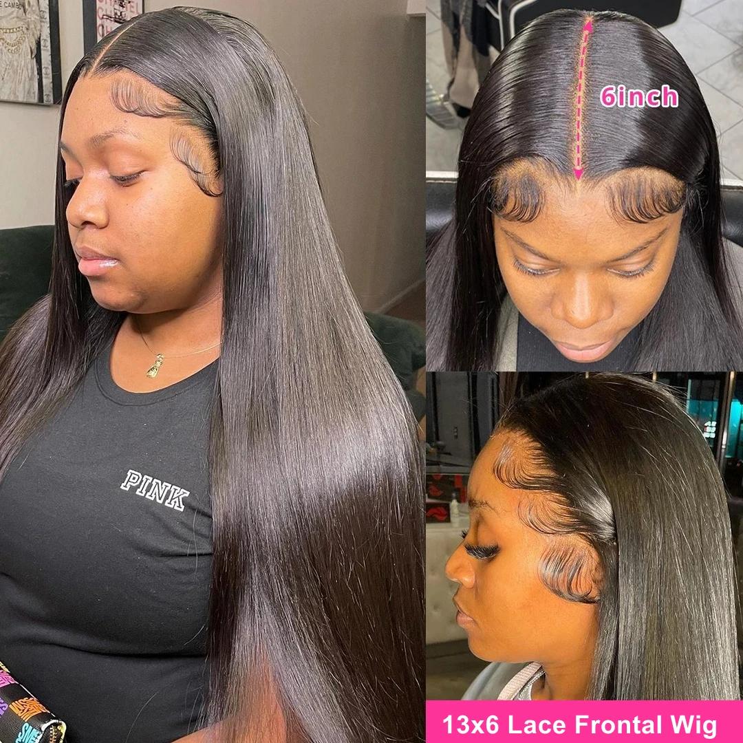 Bling Hair 180 Density Straight Lace Front Wigs Human Hair 13x6 HD Lace 13x4 Transparent Frontal Wigs Pre Plucked For Black Women