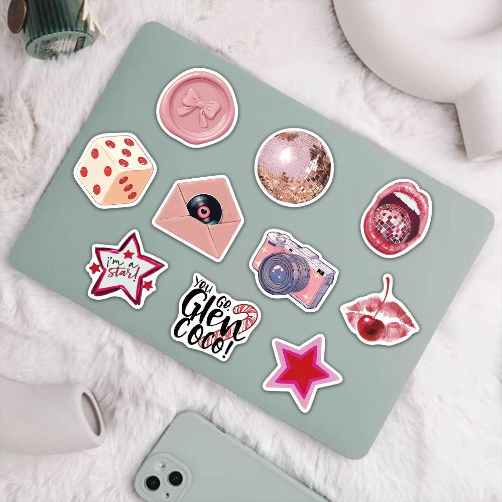 55pcs Pink Cartoon Stickers, Suitable for Scrapbooks, Diaries, Laptops, Water Bottles, Cars, Etc. A Gift with A Positive Message and Based on Beliefs.