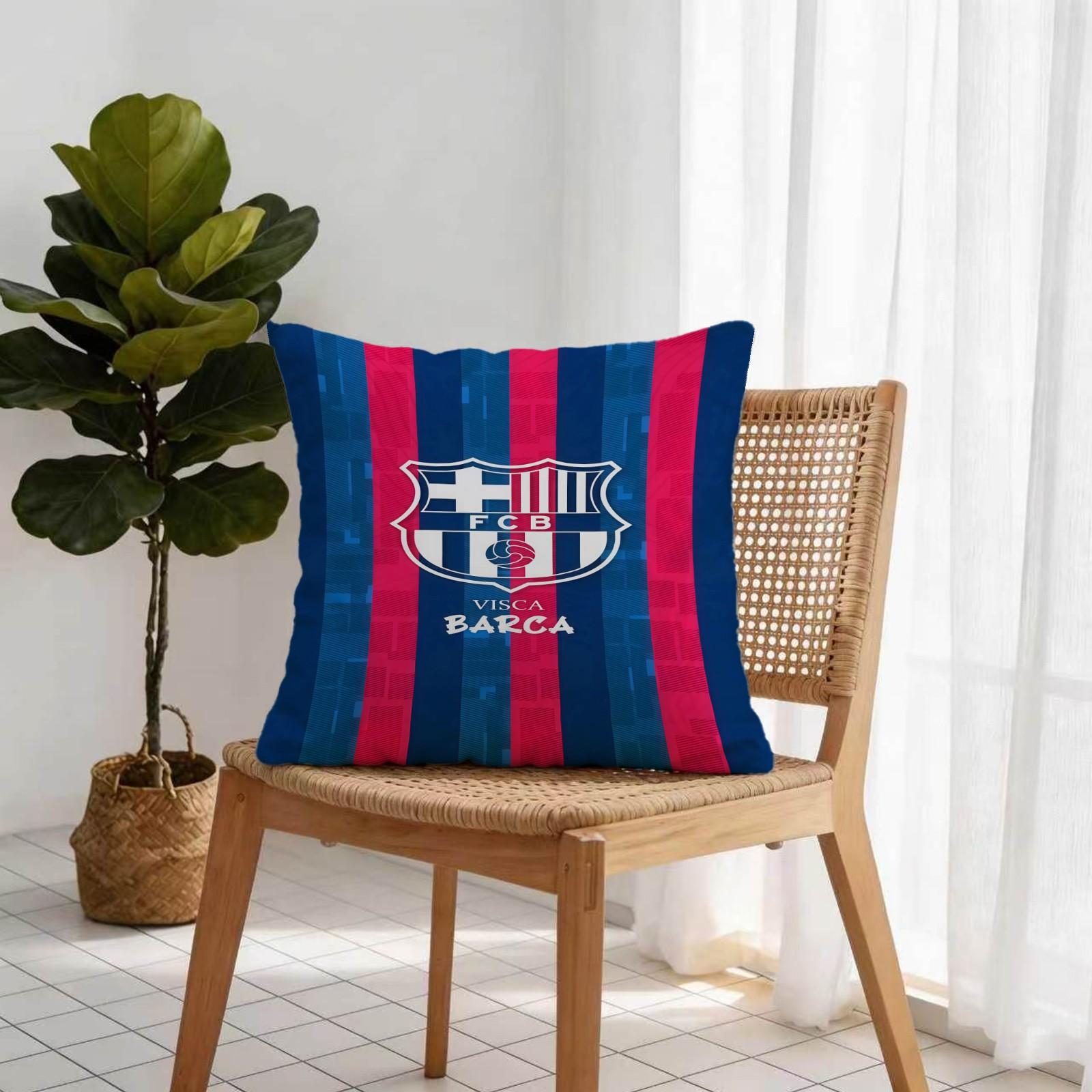18x18 Inch Soccer Club Throw Pillow, Red Blue Striped Sport Team Decorative Cushion, Football Fan Sofa Bed Living Room Decor, Ideal Gift for Soccer Fans Teens Adults Men