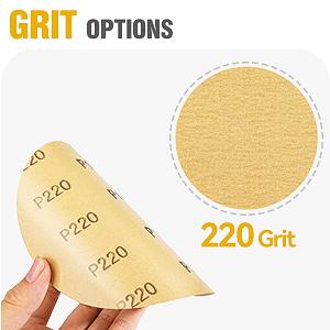 Gold PSA Sandpaper 6 Inch 100 PCS Sanding Discs 220 Grit Self Adhesive Stickyback Sandpaper Roll Aluminum Oxide Adhesive Backed Sandpaper for Wood, Metal, and Car Paint