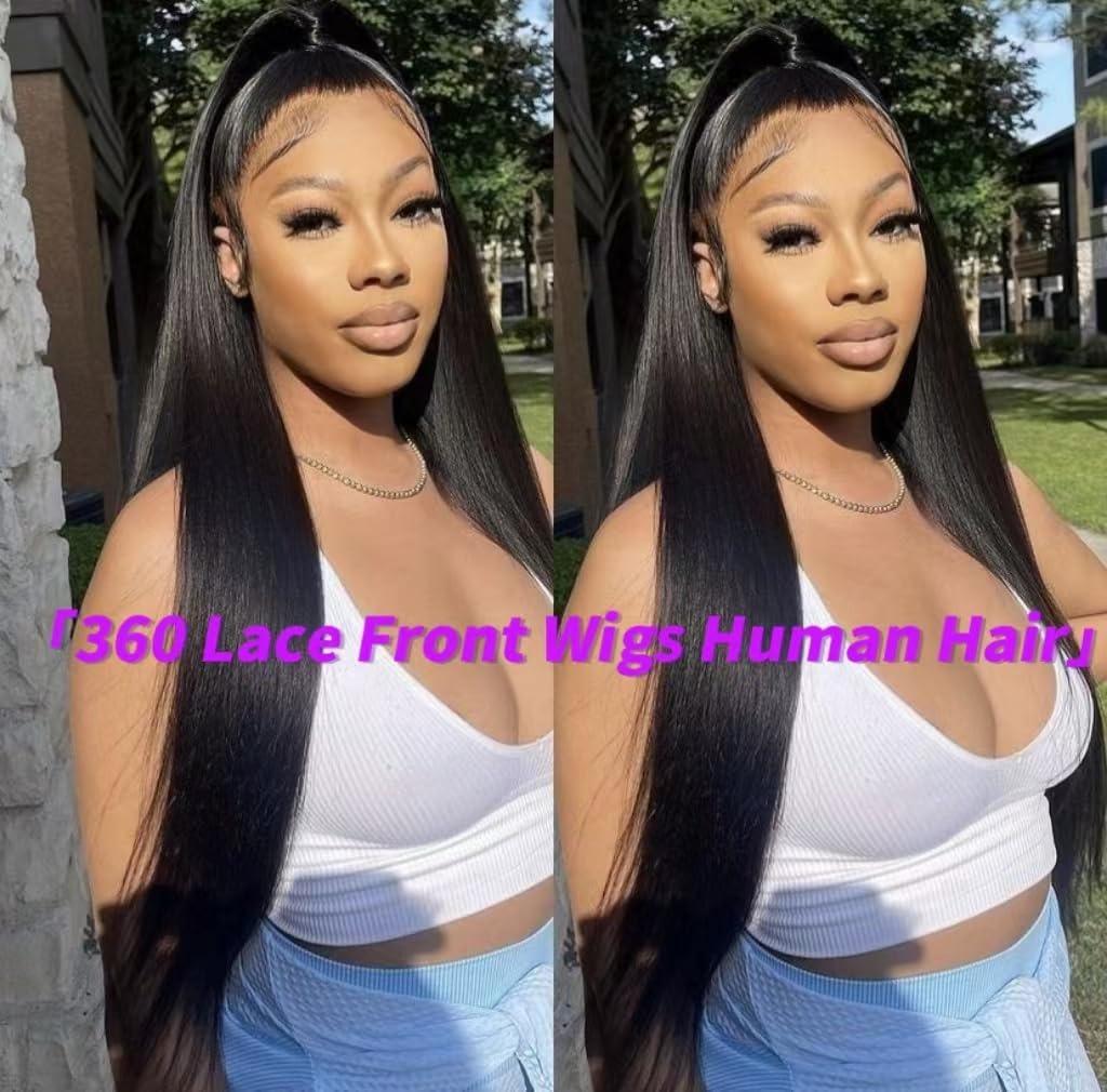 360 Transparent Lace Straight Wig All Human Hair Natural Black Wig Suitable For Black Women Outdoorfun Summer Refreshing Hairstyle 180 Density TikTokShopHolidayHaul