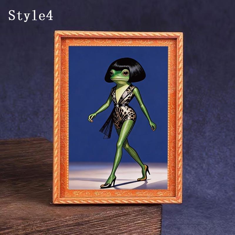 1 Count Funny Frog Magnet, Mini Fridge Magnet with Green Frog & Haircut Design, Modern Kitchen Decor, Durable Wood Construction for Refrigerator, Fridge, Refrigerator Decorating Magnet