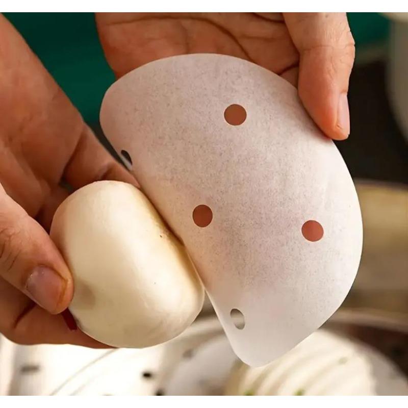 100pcs Food Grade Steamer Mat Paper, Round Cage Paper, Silicone Oil Paper, Steamed Bun Paper, Baking Paper, Disposable Steamer Paper, For Home Kitchen Restaurant Hotel, Kitchen Supplies