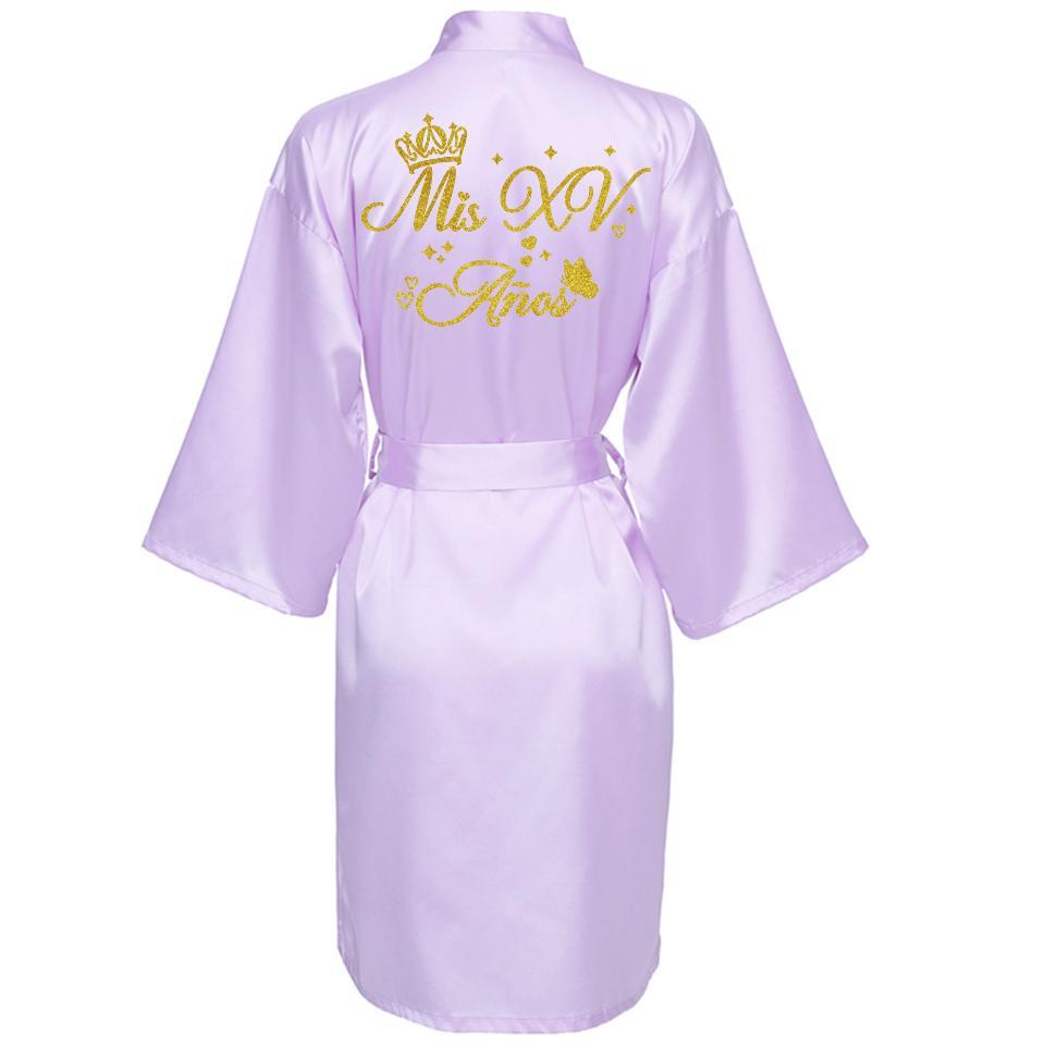 Mis15 Años Robe 15 Years Girl Birthday Party Robes Quinceanera Robe Mis XV Bathrobe Silkly Nightgown