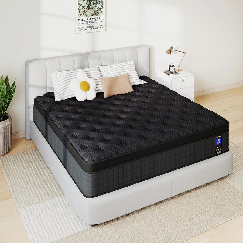 12/14 Inch Twin, Full, Queen, King Mattress Memory Foam And Spring, Hybrid MattressMedium Firmness, Lumbar Support, For Home Rooms Hotels, Boxed Halloween ChristmasGift Furniture Ergonomic queen size mattress Interior Modern