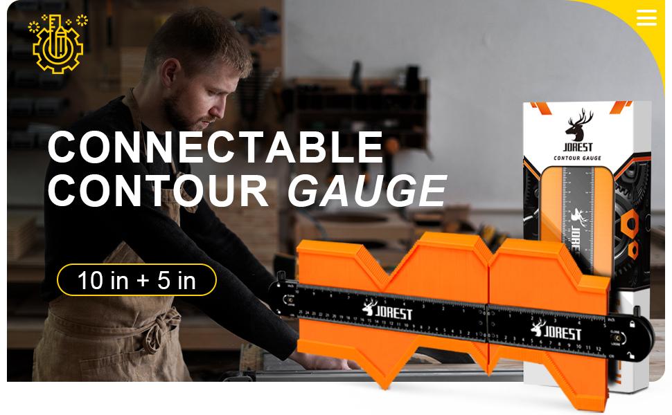 JOREST Connectable Contour Gauge (10+5 Inch), Gifts Ideas for Men Dad Handyman Husband Him, Shape Profile Duplicator with Lock, Outline Angle Measuring Tool, Template tool, Tile Flooring, Scribe Edge