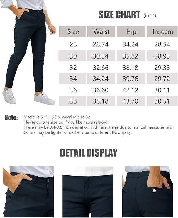 TUREFACE Men's Slim Fit Dress Pants Stretch Golf Pants Casual Travel Slacks Menswear Trouser Plain Beige Operator Beige Operator Slimfit Pocket Slimfit Pockets