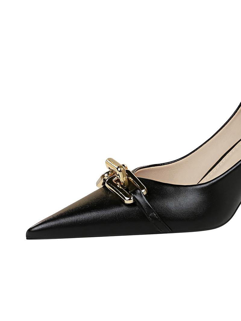 Women's Elegant Pointed Toe Metal Buckle Decoration Stiletto Heels, 2025 New Style Trendy Gorgeous High Heel Shoes, Elegant Heeled Shoes, Classy Stiletto Heels, Chic All-match Shoes for Daily Wear