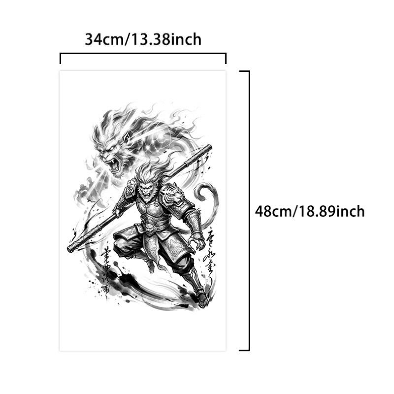 Mighty Monkey King full back tattoo waterproof temporary tattoo sticker magic tattoo lasting 7-15 days herbal juice semi permanent tattoo large pattern simulation tattoo