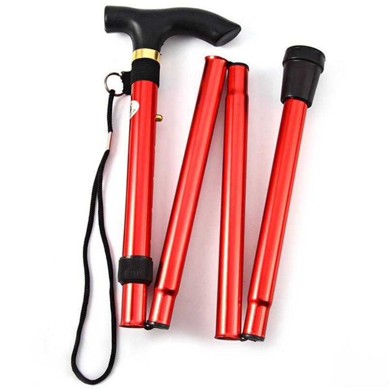 4-section Folding Ultra-light Adjustable Walking Stick, Telescopic Trekking Pole With Rubber Tip