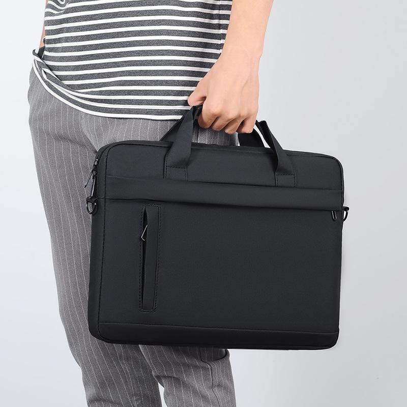 Waterproof Laptop Briefcase - Sporty Chic Woven Fabric Business Handbag with Detachable Strap, Multi-Pockets, Zipper for Office Work, Business Casual Use