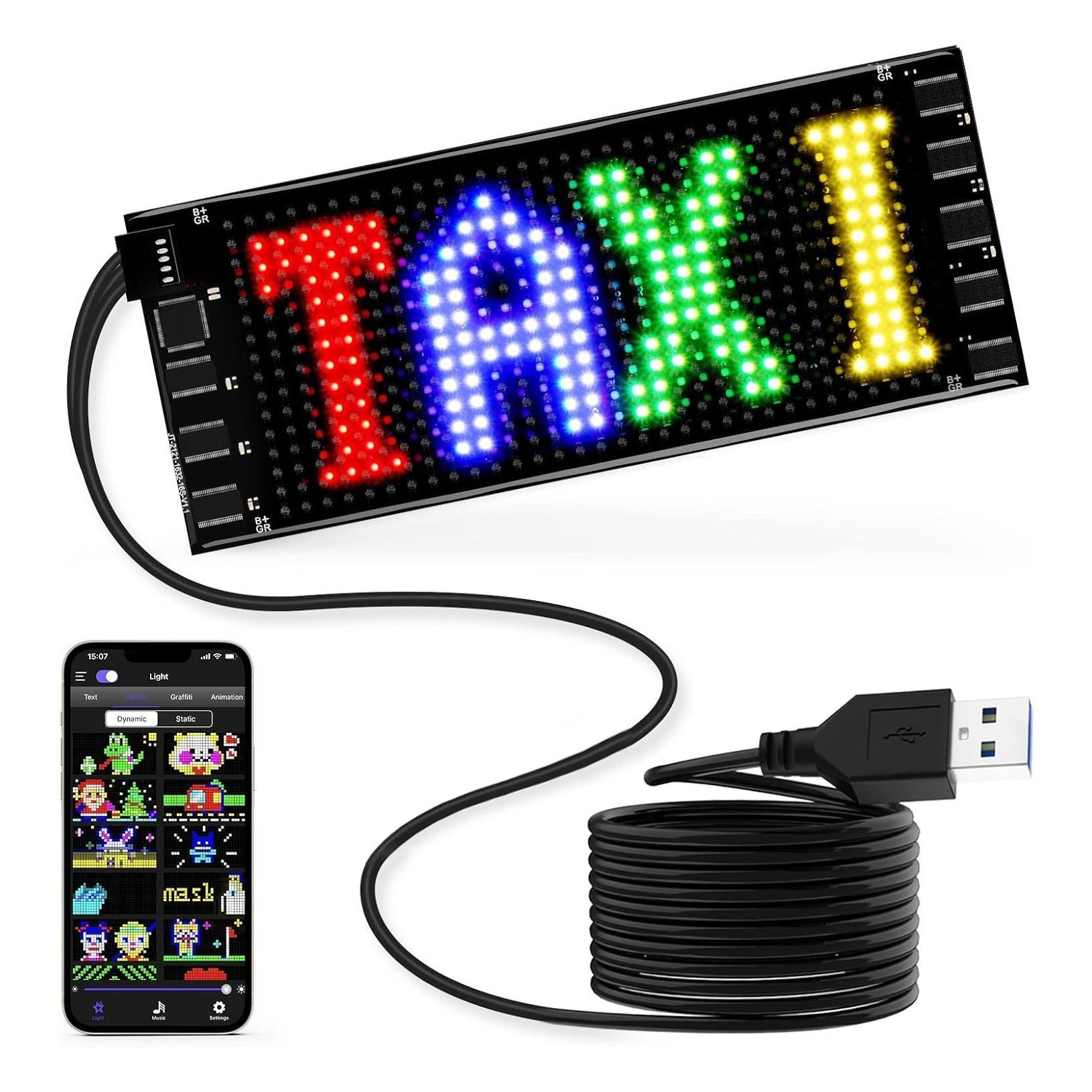 LED Car Dynamic Devil Eye Light, Programmable Flexible Ultra-Thin Window Screen, Animated Car Eye Matrix LED Display for Windshield, Led Lights