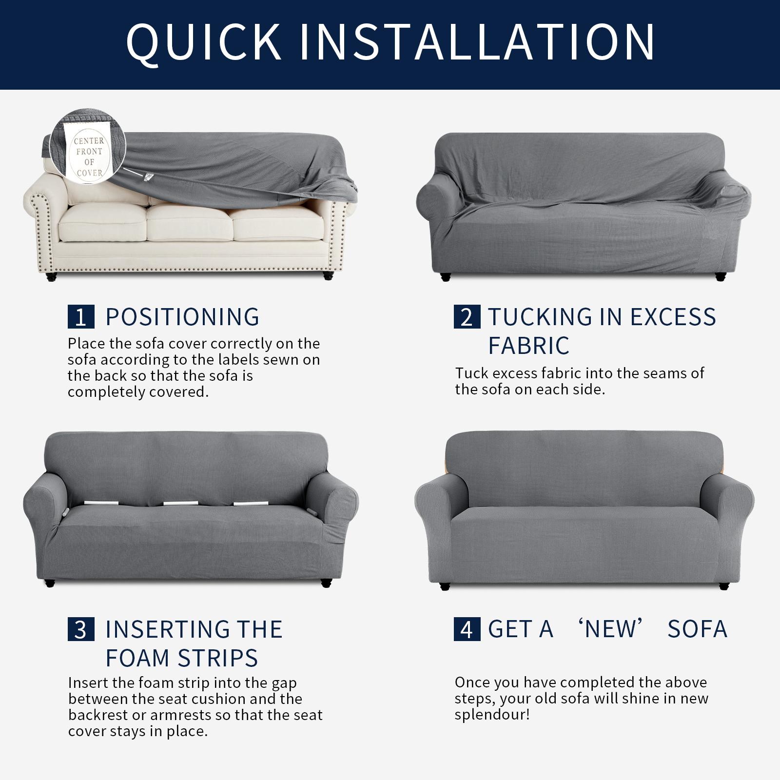 Easy-Going Solid Couch Cover for 1/2/3 Seats, Elastic Stretch Anti-Slip Jacquard Slipcover, 1 Count Washable Furniture Protector for Kids, Pets, Livingroom, Homedecor, Sofa Cleaning