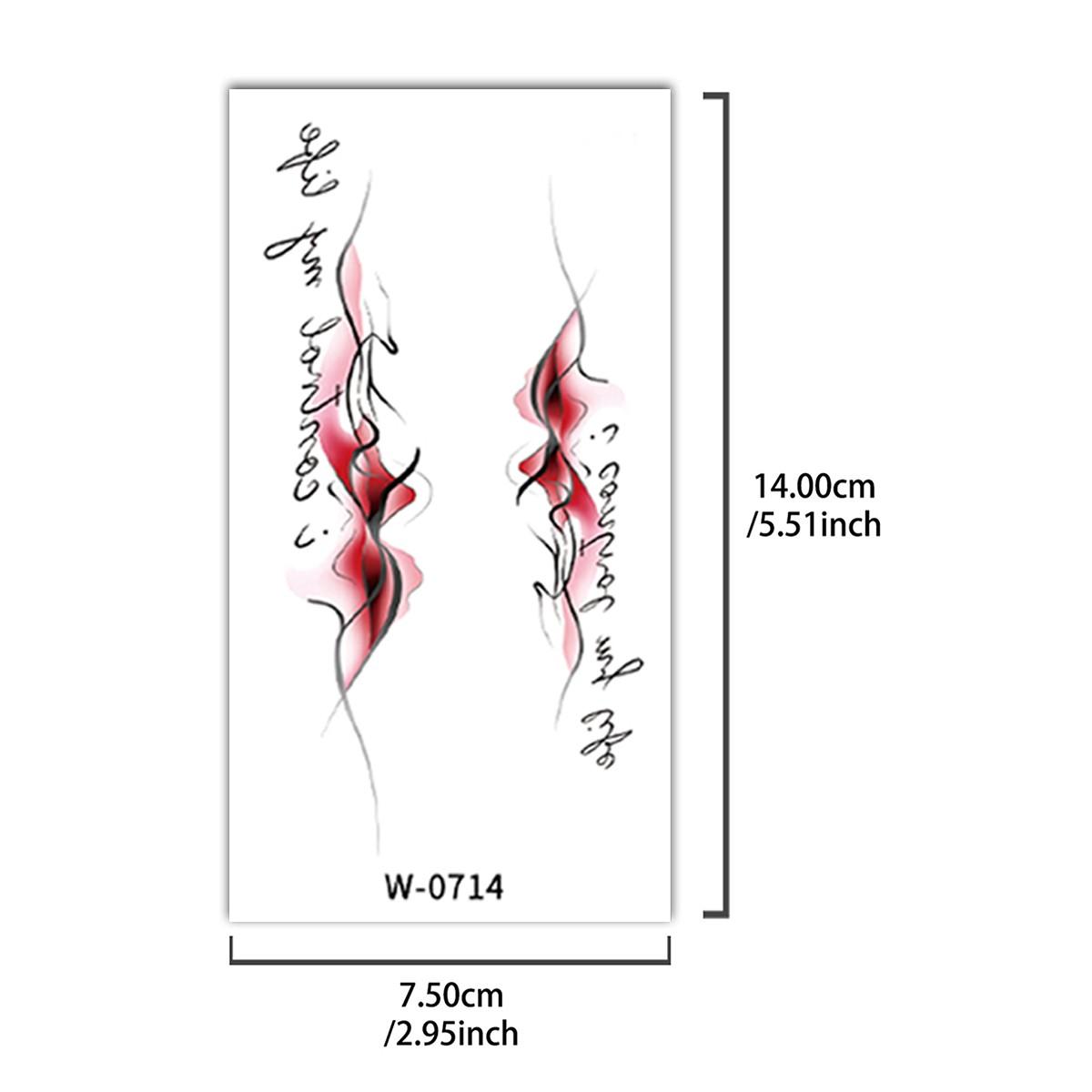 Elegant Floral Calligraphy Tattoo, Waterproof Sexy Body Art for Women, Trendy Body Stickers for Party, Contemporary Style, 1pcs