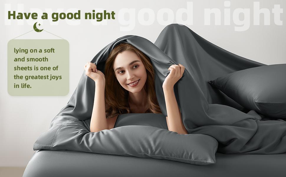 Sonoro Kate Luxury Bamboo 4/6 Sheet Set - Cool, Soft, Wrinkle-Free Sheets for Queen Beds, Deep Pockets, All Season Bedding, 1800 TC, Perfect Holiday Gift Bedsheet