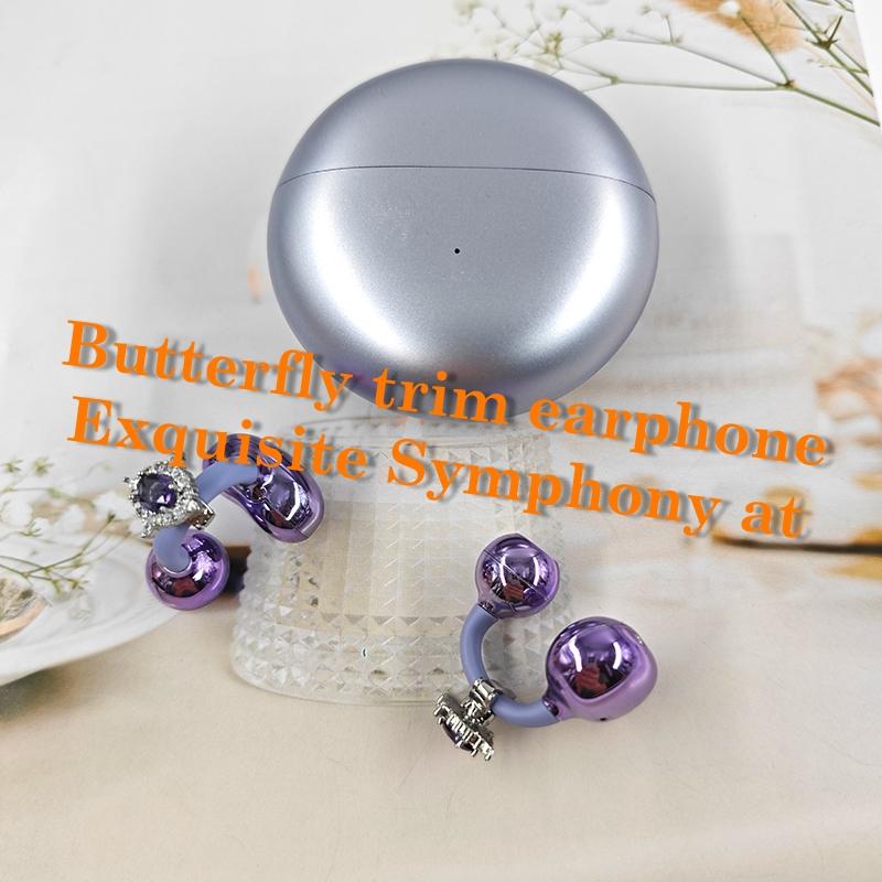 None-In-Ear Clip-On Earbuds, Audio Wireless Earbuds, Wireless Bluetooth-compatible Headphones, Detachable Synthetic Gemstone Earrings, HiFi Stereo Sound, for Sports & Outdoor Activities