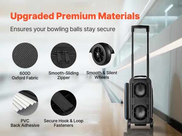fathersdaygift  VEVOR Bowling Ball Bag, 2 Ball Double Roller Bowling Bag with Wheels, Featuring a Separate Compartment for Shoes (Up To US Size 16) Oversized Accessory Pocket, Retractable Handle Extends to 41.32 in