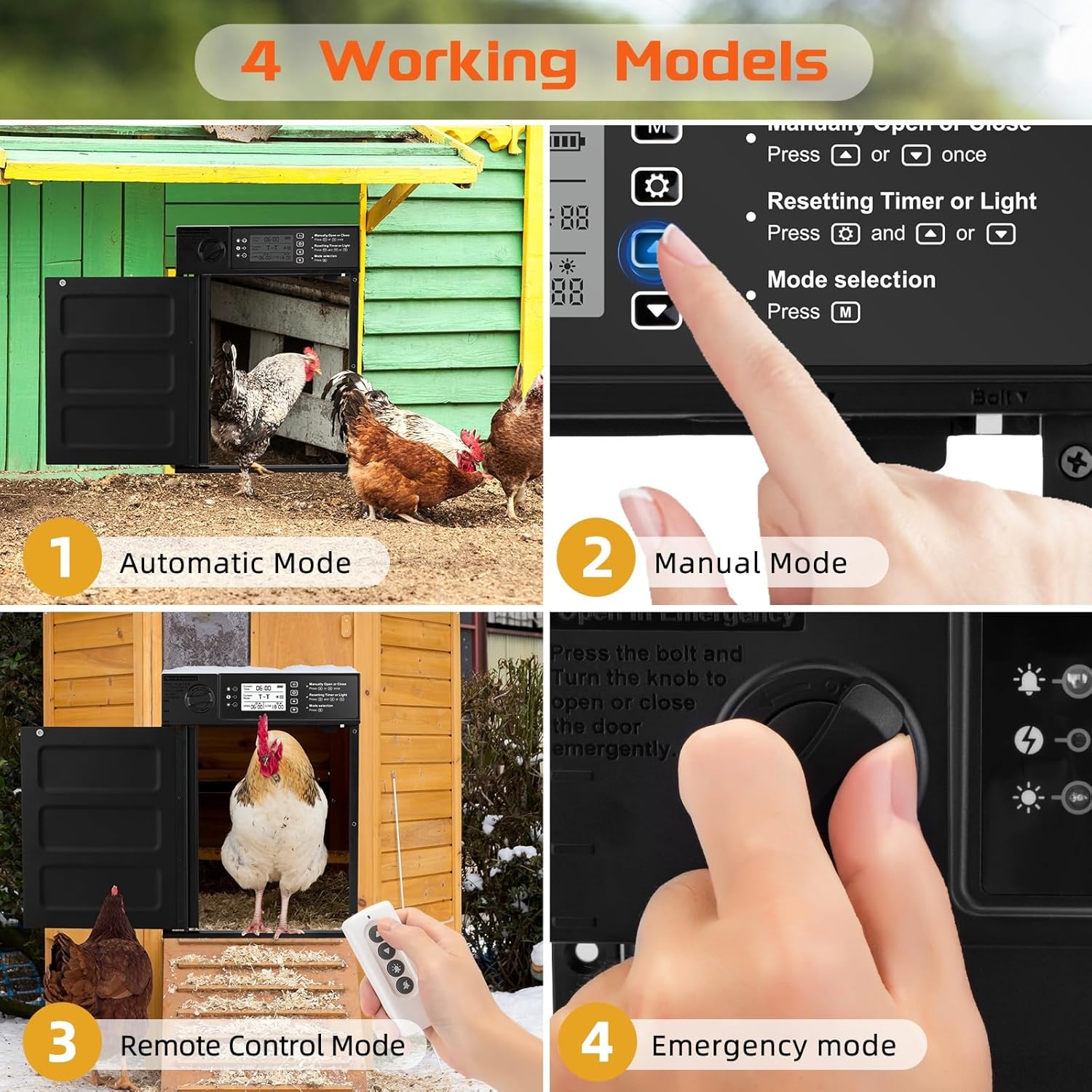 Solar-Powered Automatic Chicken Coop Door, Timer & Light Sensor Pivot Gate, Anti-Collision Auto Chicken Door, Efficient Farm Access Solution
