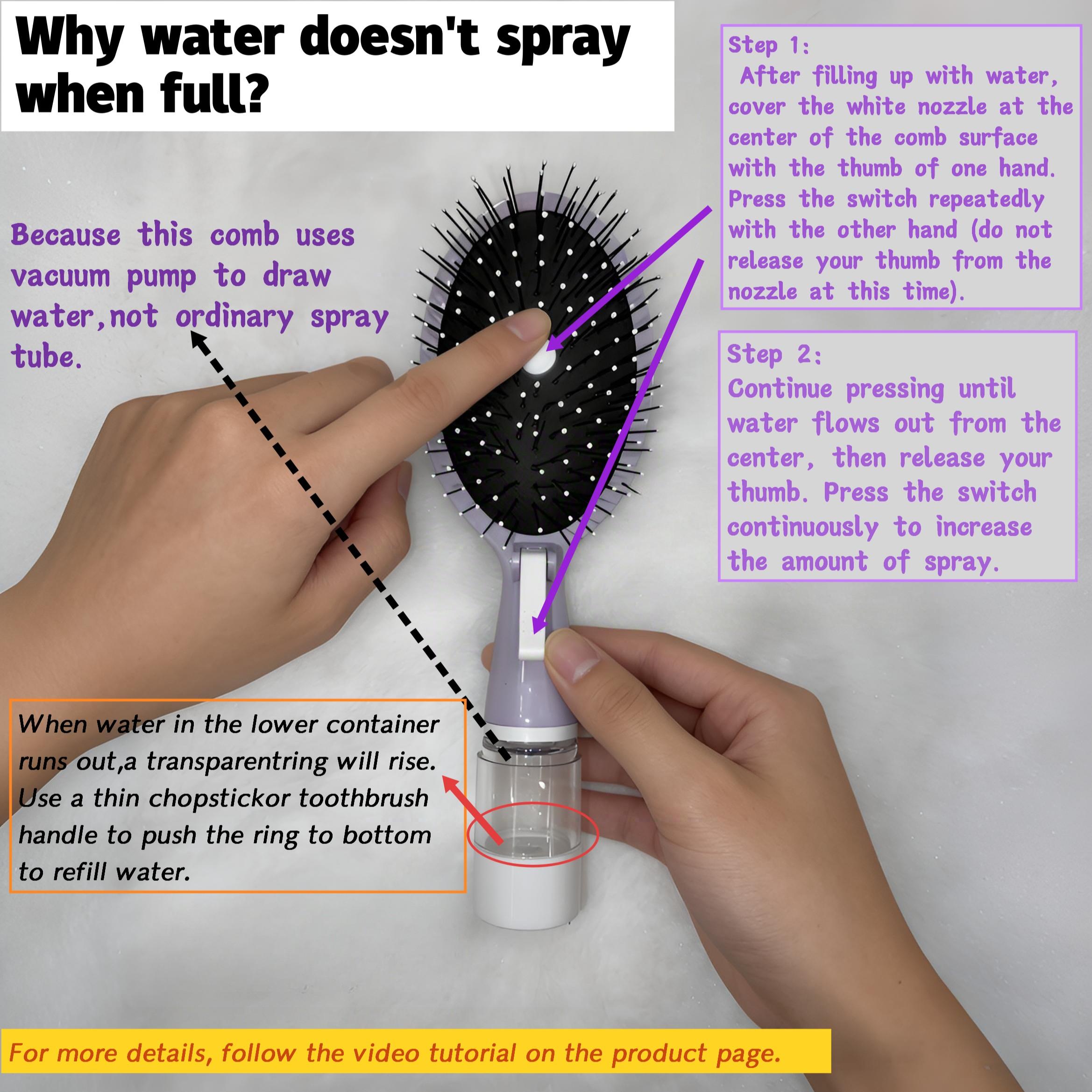 Two-In-One Spray Cushion Comb with Mist Function, Anti-Static Detangling Brush, Dry Wet Use Scalp Massager, Professional Hair Styling Tool, Anti Static Hairbrush, Anti Tangle Brush