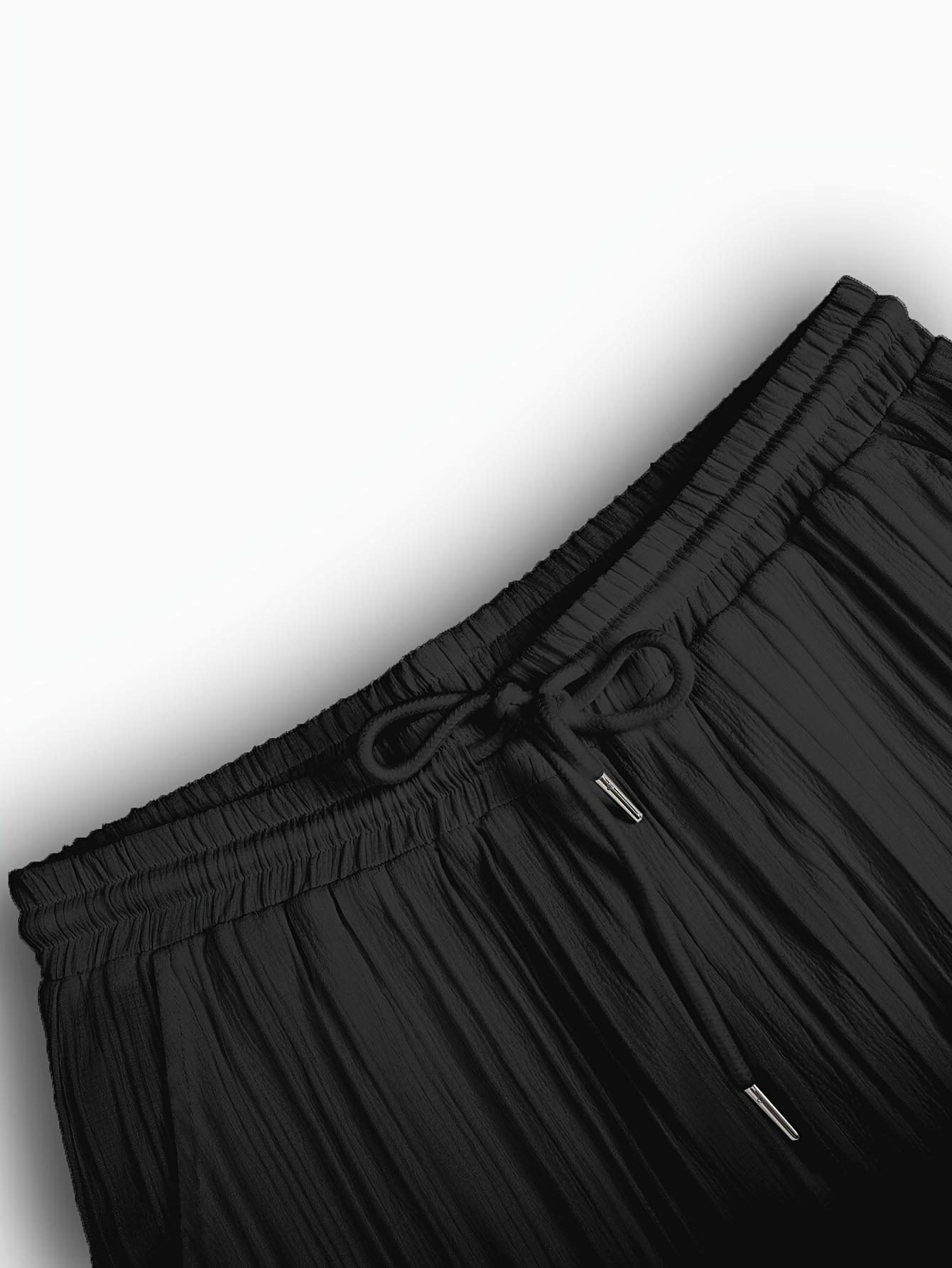 2-piece men's summer casual striped polyester fiber set, short sleeved stand up collar shirt and drawstring pants, non stretch woven fabric, regular fit suitable for daily wear and beach vacation, solid color, beach vacation Plain