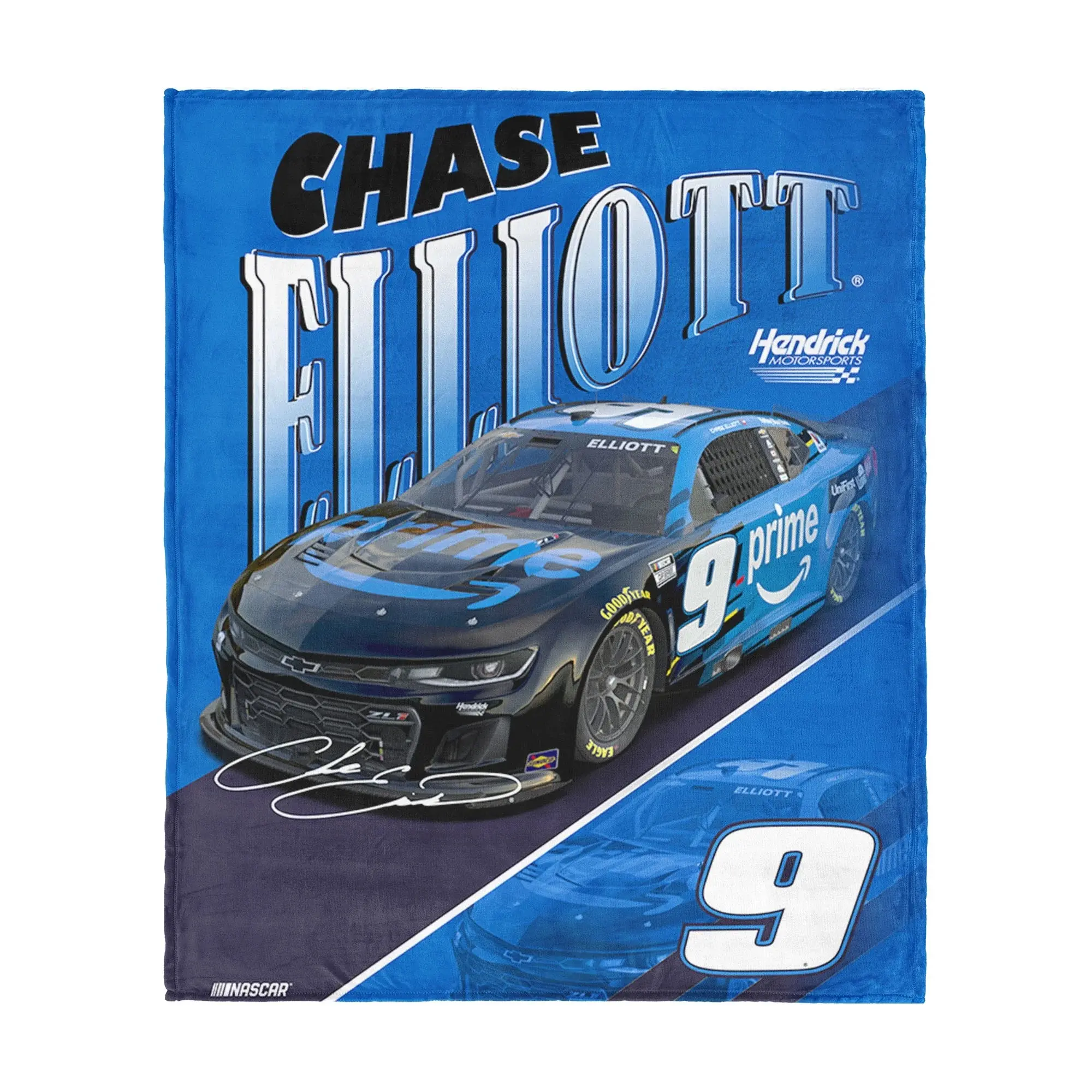 Chase Elliott #9 NASCAR Race Car Flannel Throw Blanket - Blue Hendrick Motorsports Prime Livery Signature Print, Plush Fabric, Stain Resistant, Racing Theme Home Decor, Soft Indoor Fan Gift (Multi-Size)