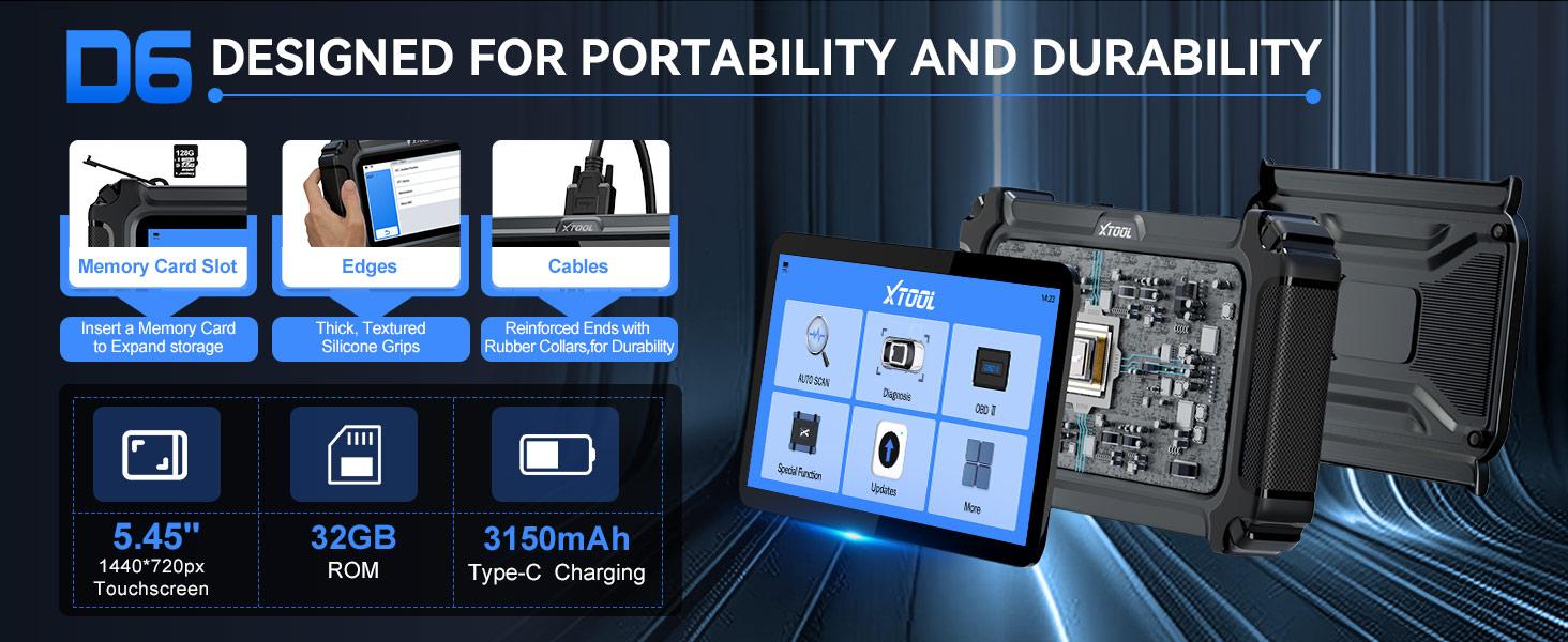 [Summervibes] XTOOL D6 OBD2 Scanner Car Diagnostic Scan Tool for All System with Lifetime Free Updates, 15 Resets, Throttle Body Relearn, ABS Bleed, FCA AutoAuth & CAN FD Vehicle Automotive