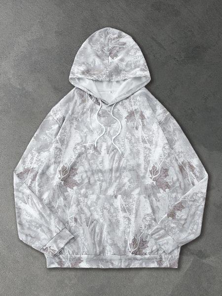 Vintage Branch Camo Hoodie, Autumn & Winter Street Style Graphic Print Clothing, Trendy Casual Wear for Men & Women