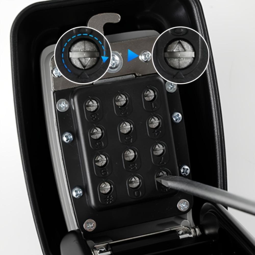 Key Lock Box Wall Mount with Code, Key Lock Box for Outside, Waterproof Key Safe Extra Large Lockbox for Keys Outdoor, 12-Digit Combination Key Storage Box Spare Hider for Home Garage