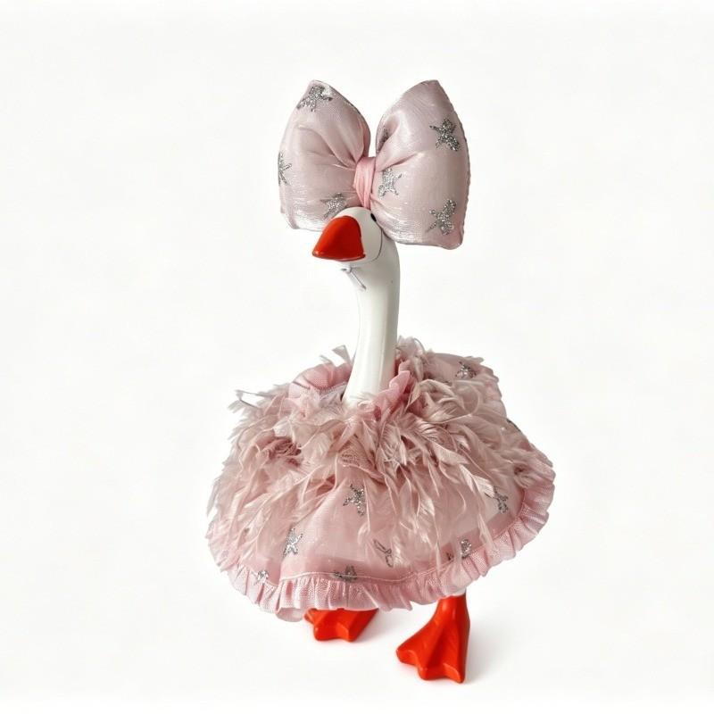 Princess Goose Set with Star Bow and Feather Tutu, Perfect for 7-Inch Gooses, Includes No Statue, Ideal for Decorative Use