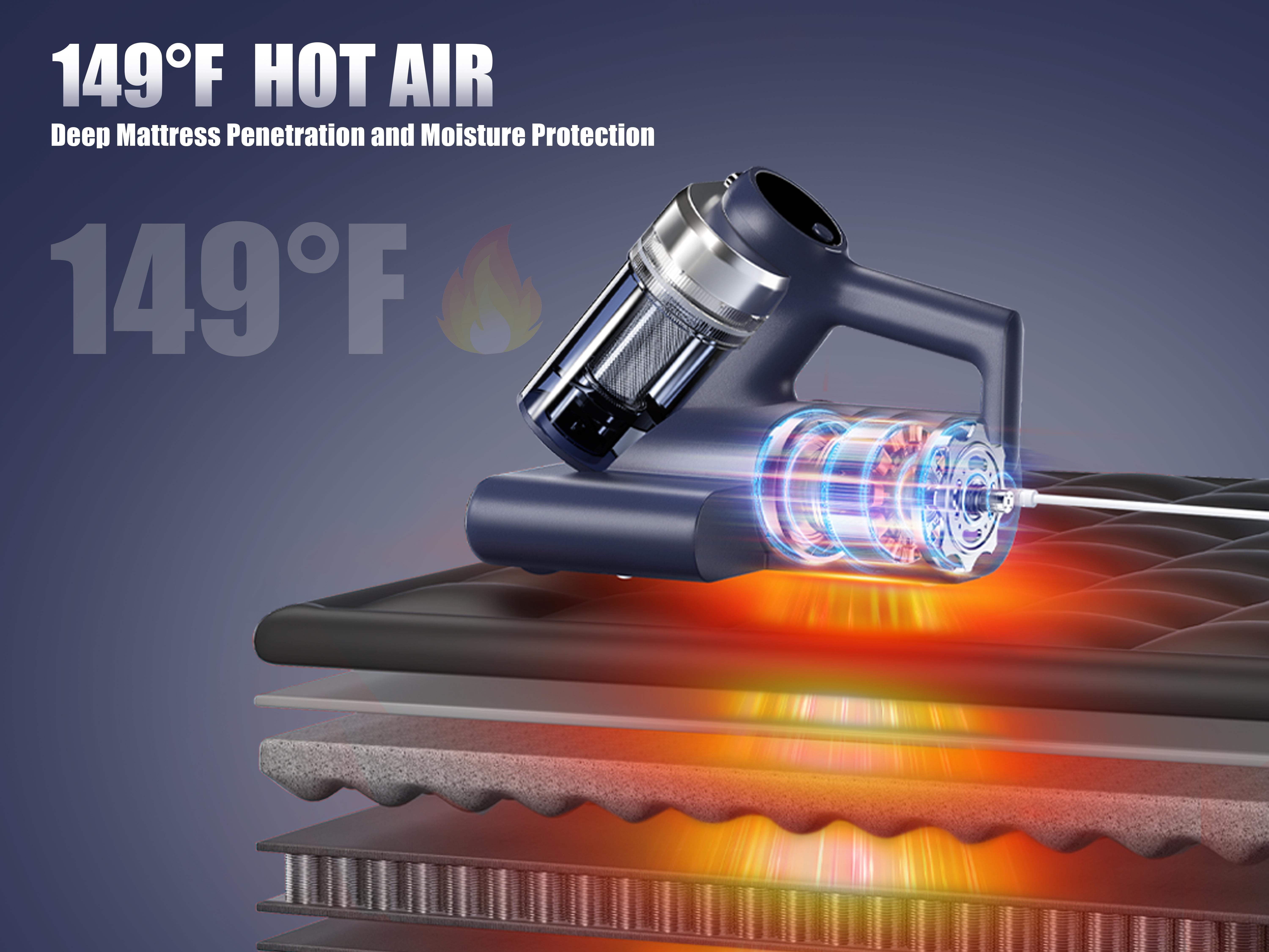 Teant Mattress Vacuum Cleaner for Dust Mites Removal, Bed Vacuum with UV-C Light & 149℉ Hot Air & Aroma Tablet & LED Display, Hyper Helix Motor&16Kpa Powerful Suction Double-Cup Handheld Vacuum Cleaner With HEPA Filter for Bed Couch Sofa Teant Mattress Vacuum Cleaner for Dust Mites Removal, Bed Vacuum with UV-C Light & 149℉ Hot Air & Aroma Tablet & LED Display, Hyper Helix Motor&16Kpa Powerful Suction Double-Cup Handheld Vacuum Cleaner With HEPA Filter for Bed Couch Sofa