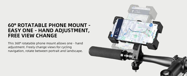 ROCKBROS Bike Phone Holder, Motorcycle Phone Mount, Anti-Shake Cell Phone Holder, 360° Adjustable for iPhone 16, 15 Pro Max/Plus, S9, S10 and More 4.7" to 7" Smartphones