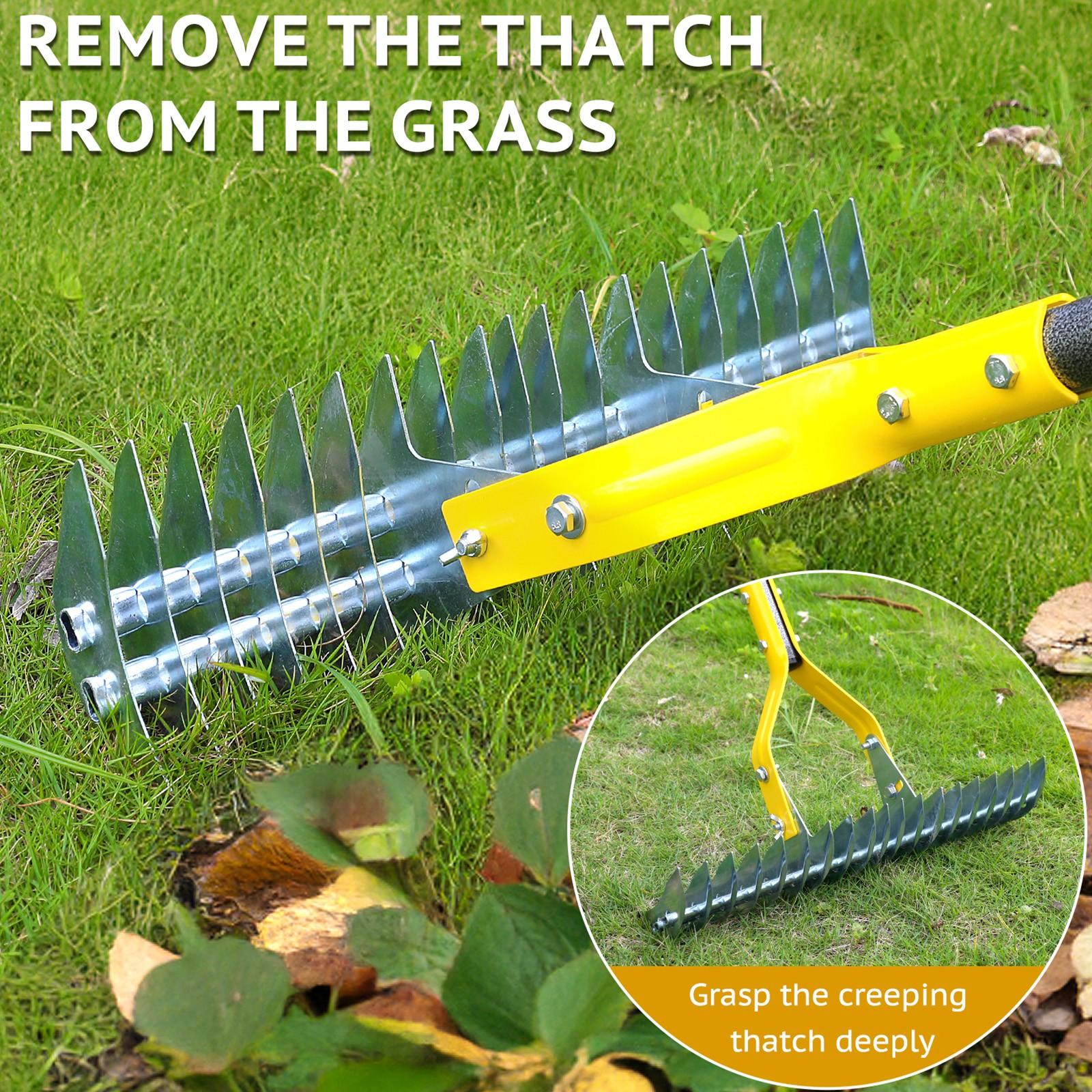 Moss Rake 15 Inch Wide Lawn Moss Rake for Clearing Dead Grass ...