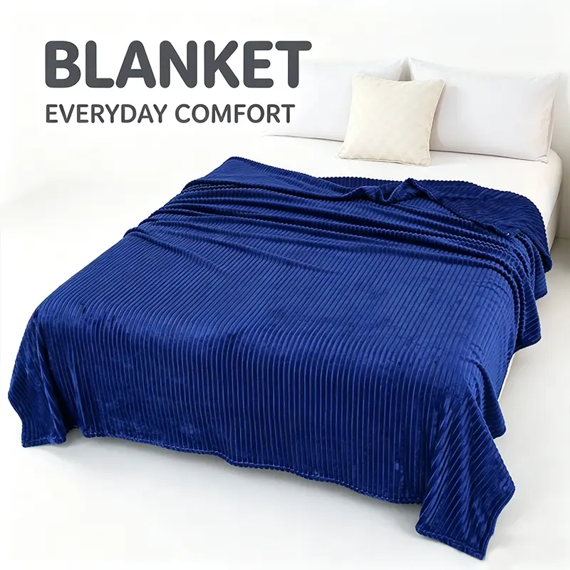 Comfort Striped Household Multipurpose Blanket Versatile Bed Sofa Throw, Great for Dorm Back‑to‑School Setup, Autumn Winter Daily Relaxation
