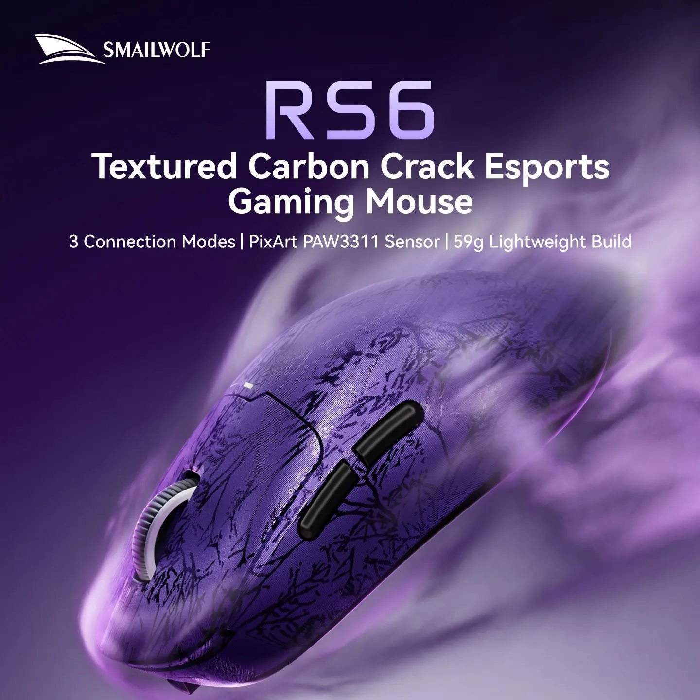 Smailwolf Rs6 Wireless Gaming Mouse, Pixart Paw3311 Sensor, Supports Wired, 2.4g, Bluetooth-compatible, Compatible with Desktop and Laptop