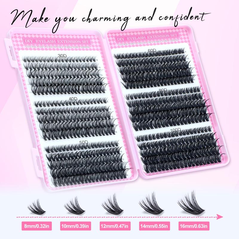 Natural Drifting Eyelash Clusters, Anime Style Lashes, Pointed Individual Extensions, C Curl Single Root, 8-16mm Bottom Cluster, DIY Home Use