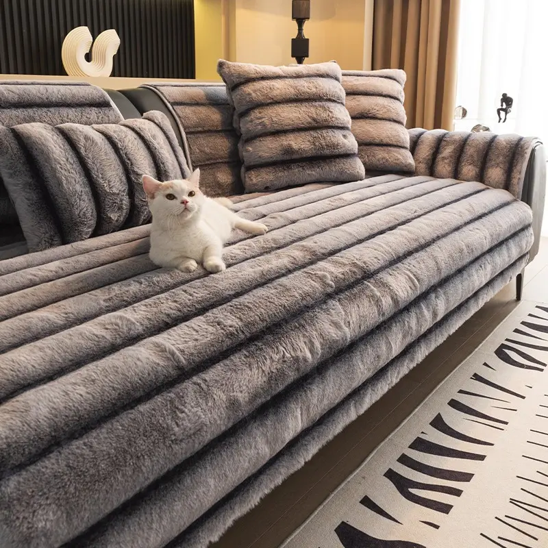 Luxurious Plush Sofa Cover, Soft Non-Slip Sofa Pad, Pet-Friendly, Easy Care, Multiple Colors, for Living Room, Bedroom, Balcony, Floor, Bench, Couch Cover