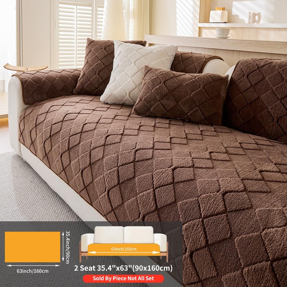 Modern Plush Diamond-Pattern Quilted Sofa Cover, Dustproof, Soft & Pet-Friendly Polyester Protector for Single-Seat to L-Shaped Couches