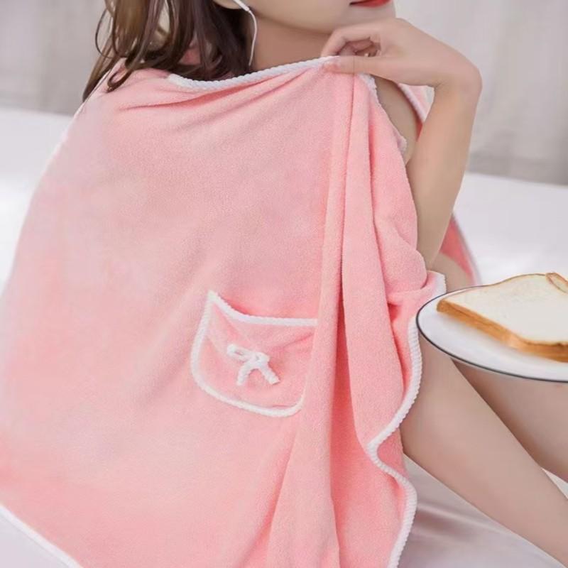 Women's Bathrobe Towel Wrap, Quick-Dry Spa Bag Towel with Thick Straps, Floral Pattern Wearable Bath Skirt, Absorbent Bathroom Towel